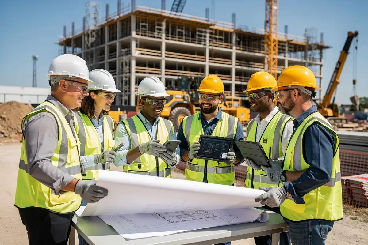 Architecture and construction professionals collaborating