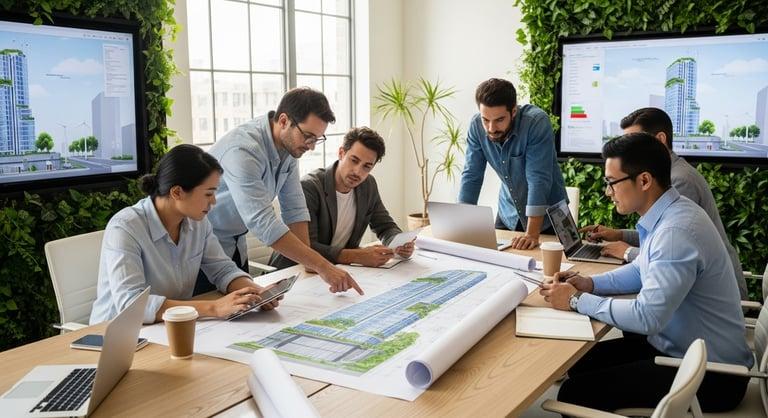 Architects reviewing project plans