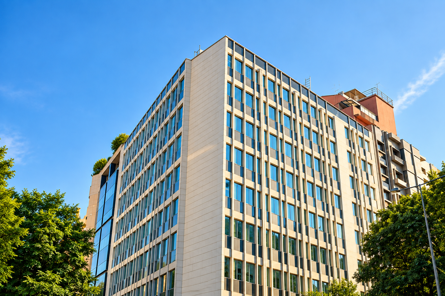 Completed modern building